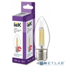 Лампа светодиодная IEK LLF-C35-7-230-40-E27-CL филаментная 360° 7Вт C35 свеча 4000К E27 230В прозр.