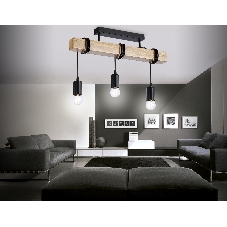 Светильник Ambrella light TR8182/3 BK/LW черный/светлое дерево E27*3 max 40W 500*50*420