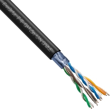 Кабель ExeGate FUTP4-C5e-CU-S25-OUT-PE-BK-305-FLUKE FTP 4 пары кат.5e медь, 0.45мм (25AWG), FLUKE® test pass, экран, внешн., без троса, 305м, черн., PE
