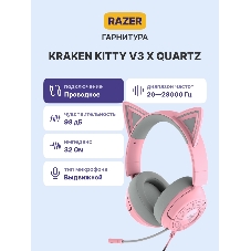 Гарнитура Razer Kraken Kitty V3 X розовый, проводная, 3.5 мм