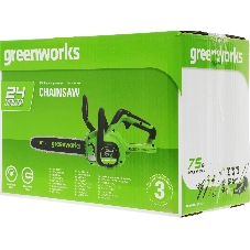 Цепная пила аккумуляторная GreenWorks GD24CS30K4, 24V, 30 см, бесщеточная, c АКБ 4 А·ч и ЗУ (2007007UB)