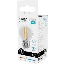Лампа филам. Gauss Filament 10Вт цок.:E27 шар св.свеч.бел.нейт. (упак.:10шт) (52220)