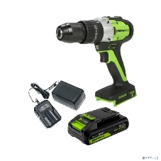 Дрель-шуруповерт GREENWORKS GD24DD60, 24 В, 0 Ач, 60 Нм, бесщеточный, ударный