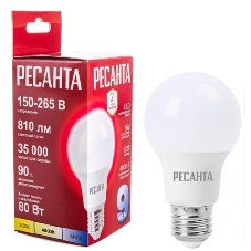 Лампа светодиодная Ресанта LL-R-A60-9W-230-4K-E27 груша, 9 Вт, нейтр., Е27