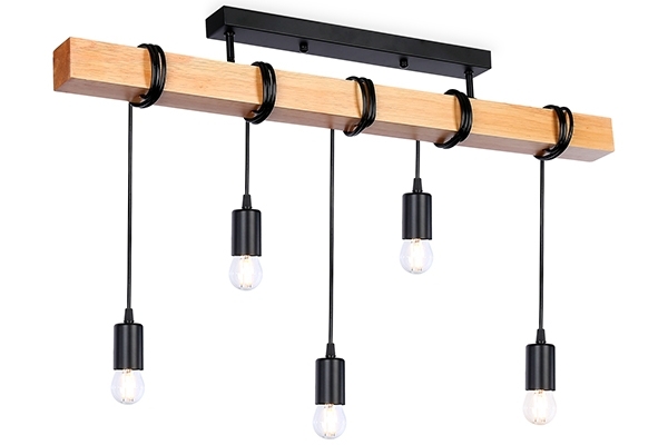 Светильник Ambrella light TR8183/5 BK/LW черный/светлое дерево E27*5 max 40W 800*50*420