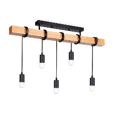 Светильник Ambrella light TR8183/5 BK/LW черный/светлое дерево E27*5 max 40W 800*50*420