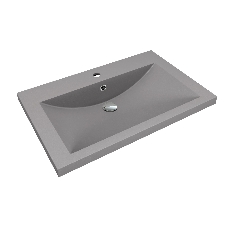 Тумба под раковину Bau Stil Loft grey brushed, раковина кварцевая BAU Stil 75, серый металлик, смеситель Hotel Black, черный