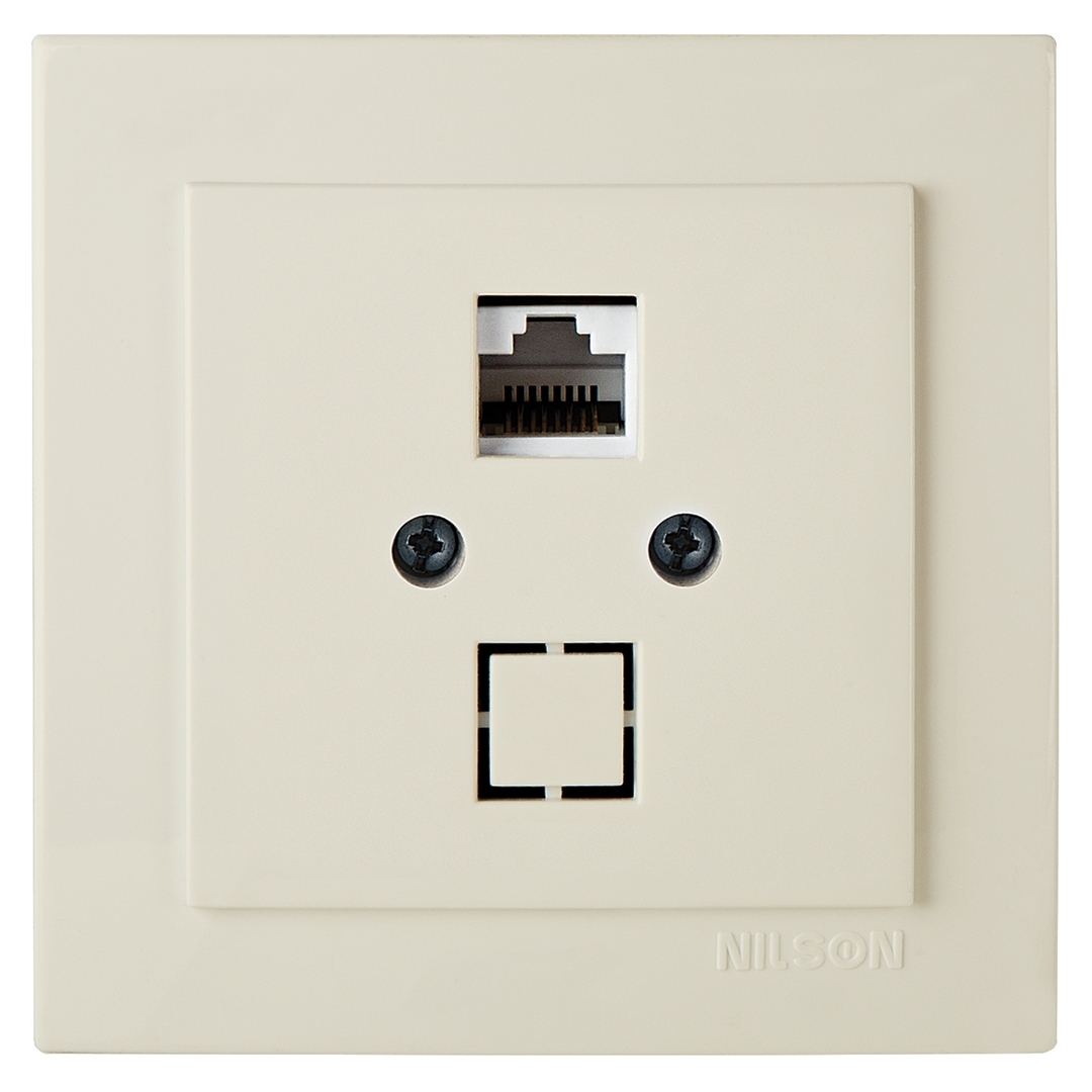 Nilson Роз. компьютерная 1-местн. СУ, (RJ45 CAT5), ТУРАН (TOURAN), кремовый (24121044)