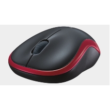 Мышь беспроводная Logitech M185, красный, 1000 dpi, радиоканал, USB, кнопки - 3