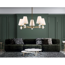 Люстра Ambrella light LH75044/5 BS/WH латунь/белый E14*5 max 40W D700*580