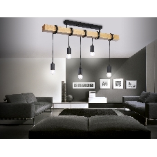 Светильник Ambrella light TR8183/5 BK/LW черный/светлое дерево E27*5 max 40W 800*50*420