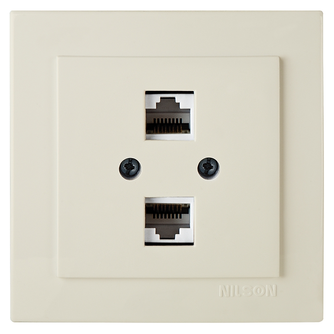 Nilson Роз. компьютерная 2-местн. СУ, (RJ45 CAT5), ТУРАН (TOURAN), кремовый (24121046)