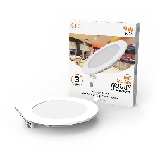 Светильник LED Gauss 9Вт 2700К IP20 встраив. ультратонкий круглый
