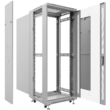 Шкаф телекоммуникационный напольный Cabeus SH-05C-12U60/60 IP20, 12U, 730х600х600 мм (ВхШхГ), дверь: стекло, разборный, серый