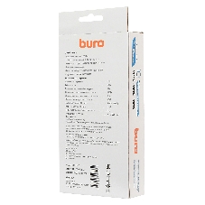 Сетевой фильтр Buro 800SH-3-B 3 м, 8 розеток, черный, коробка