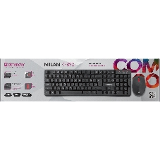 Комплект клавиатура+мышь Defender Milan C-992 беспроводной, USB, 1000 DPI, чёрный