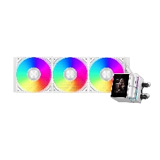 Система охлаждения Water Cooling System PCCooler DS360 Display WH (310W, 360мм, LED, белый, ARGb Pump/Fans: 3x120мм, 90.56CFM, 39.8dBA, 2500RPM/Pump height 65мм, 15dBA, 2600RPM, Rad thickness 27мм/S: 1851, 1700, 1200, 115X, AM5, AM4)