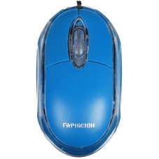 Мышь проводная Гарнизон GM-100B синий, 1000 dpi, USB, кнопки - 3