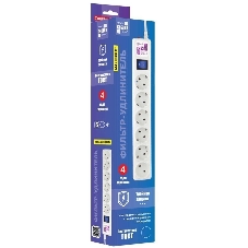 Фильтр-удлинитель Power Cube 3,0 м 6 розеток с заземлением (белый) 16А/3,5кВт/ Surge protector Power Cube 3,0 m 6 outlets (white) 16A / 3,5kVt