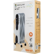 Обогреватель масляный Neoclima NC 9307 белый/черный, 1500 Вт, 15 м2, термостат 28742