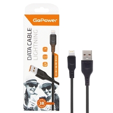 Кабель GoPower GP01L USB (m)-Lightning (m) 1.0м 2.4A ПВХ черный (1/800)
