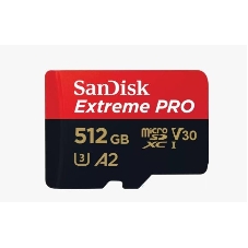 Флеш карта microSD 512Gb SanDisk microSDXC Class 10 UHS-I A2 C10 V30 U3 Extreme Pro (SD адаптер) 200Mb/s