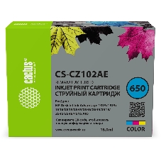 Картридж струйный Cactus CS-CZ102AE № 650 многоцветный (18 мл) для HP 1015/1515/1516/2515/2545/2546/2645/3515/3545/3546/4515