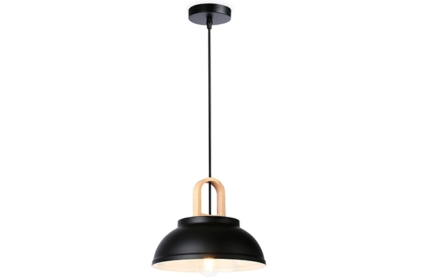 Светильник Ambrella light TR8192 BK/LW черный/светлое дерево E27 max 40W D290*900