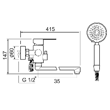 SUS124BL-006EP Смеситель для ванны, ø35