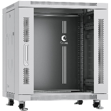 Шкаф телекоммуникационный напольный Cabeus SH-05C-12U60/60 IP20, 12U, 730х600х600 мм (ВхШхГ), дверь: стекло, разборный, серый