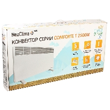 Конвектор электрический Neoclima Comforte T2.5 ЭВНА-2,5/230С2белый, 2500 Вт, 25 м2, термостат