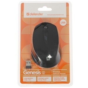 Мышь беспроводная USB OPTICAL WRL GENESIS MM-785 черный 52785 DEFENDER