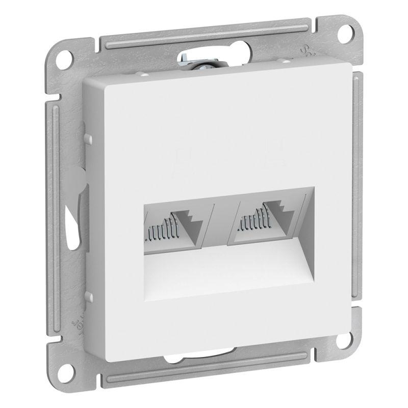 Розетка компьютерная двойная RJ45+RJ45, кат.5E, механизм, белый