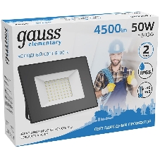 Прожектор светодиодный Gauss LED 50W IP65 6500К черный 1/6