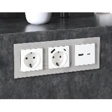 Комплект механизма электрической розетки ALFA Белый матовый 2USB A+A 18W (быстрая зарядка) с/з QUANT (AP1290, VM155) MA129010
