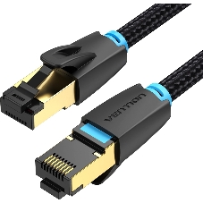 Патч-корд Vention прямой SFTP cat.8 RJ45 - 0,5м. черный Тканевая оплетка
