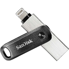 Флешка USB SanDisk IX60N iXpand Go (SDIX60N-064G-GN6NN), 64Gb, USB 3.0/Lightning, R/W 150/70, черный/серебристый