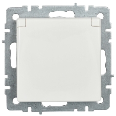 Розетка с з/к/ш с кр. 16А IP44 РСбш10-3-44-БрБ белый IEK BRITE