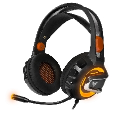 Гарнитура Crown CMGH-3003 чёрный/оранжевый, проводная, подсветка