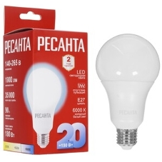 Лампа светодиодная Ресанта LL-R-A80-20W-230-6K-E27 груша