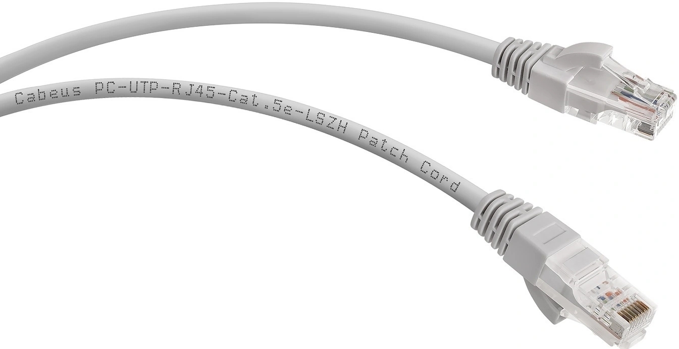 Патч-корд Cabeus PC-UTP-RJ45-Cat.5e-20m-LSZH кат. 5е, неэкр., U/UTP, RJ45/RJ45, LSZH, AWG24 20м, серый