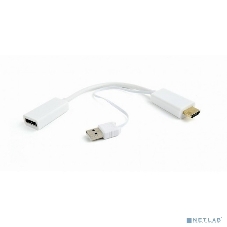 Конвертер HDMI->DisplayPort, Cablexpert DSC-HDMI-DP-W, HD19M+USBxHD20F, белый