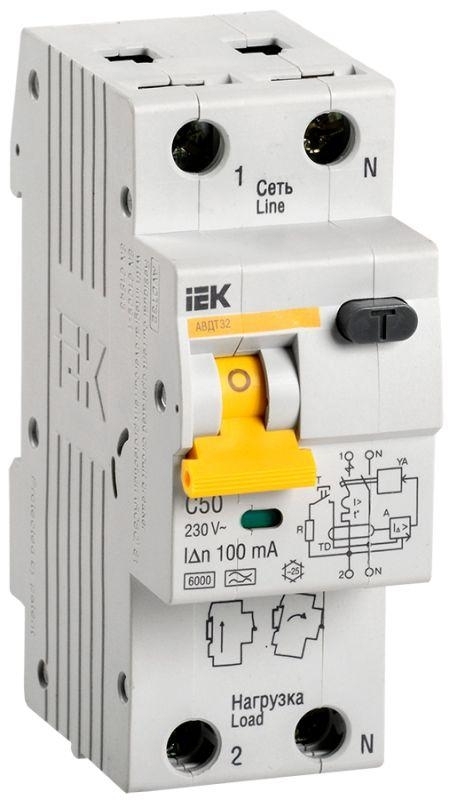 Выключатель автоматический дифференциального тока IEK MAD22-5-050-C-100 АВДТ 32 C50 100мА