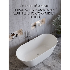 Ванна отдельностоящая акриловая BAU Flow 1500x750 белая