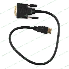 Кабель HDMI-DVI Cablexpert CC-HDMI-DVI-0.5M, 19M/19M, single link, медь, позол.разъемы, экран, 0.5м, черный, пакет