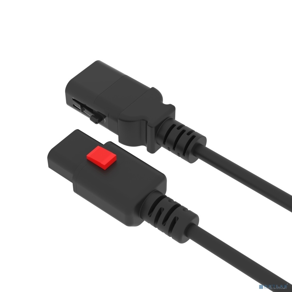 Кабель питания Filum FL-PC-CEE7/7-C13F-C1-0.5-BK с фиксацией, 3х1,0мм, 220В, 10А, черный, 0,5м