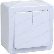 Выкл 2кл о/у IP54 (цвет клавиши:белый) ГЕРМЕС PLUS IEK EVMP20-K01-10-54-EC ВС20-2-0-ГПБ