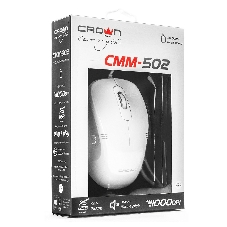 Мышь проводная Crown CMM-502 белый, 1000 dpi, USB, кнопки - 3