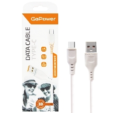 Кабель GoPower GP01T USB (m)-Type-C (m) 1.0м 2.4A ПВХ белый (1/800)