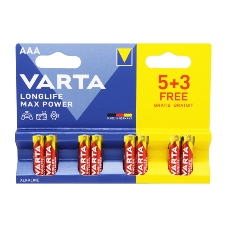 Батарея Varta LongLife Max Power Alkaline LR03 BL5+3 AAA (8шт) блистер